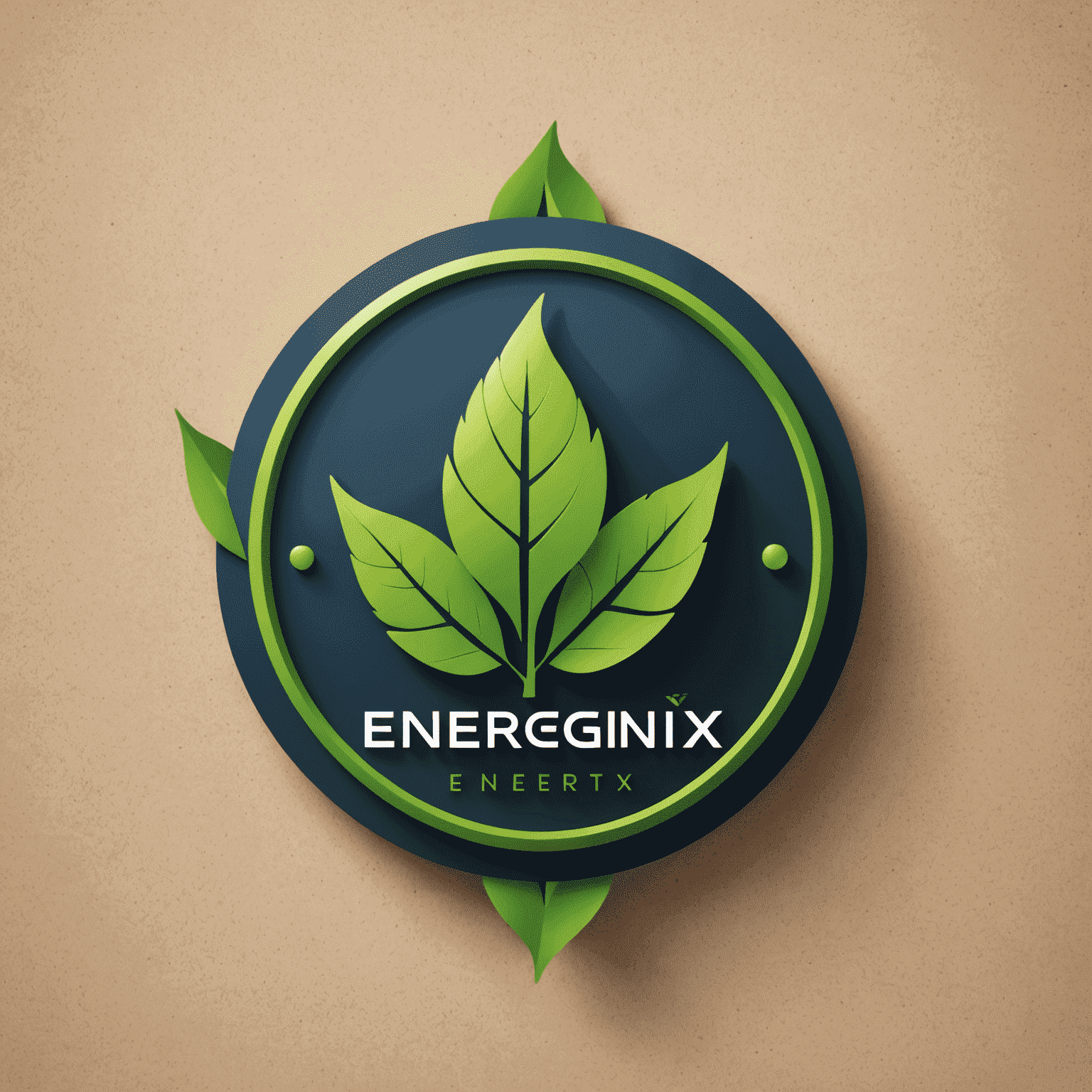 Energenix logo featuring a stylized leaf integrated with a renewable energy symbol and futuristic typography