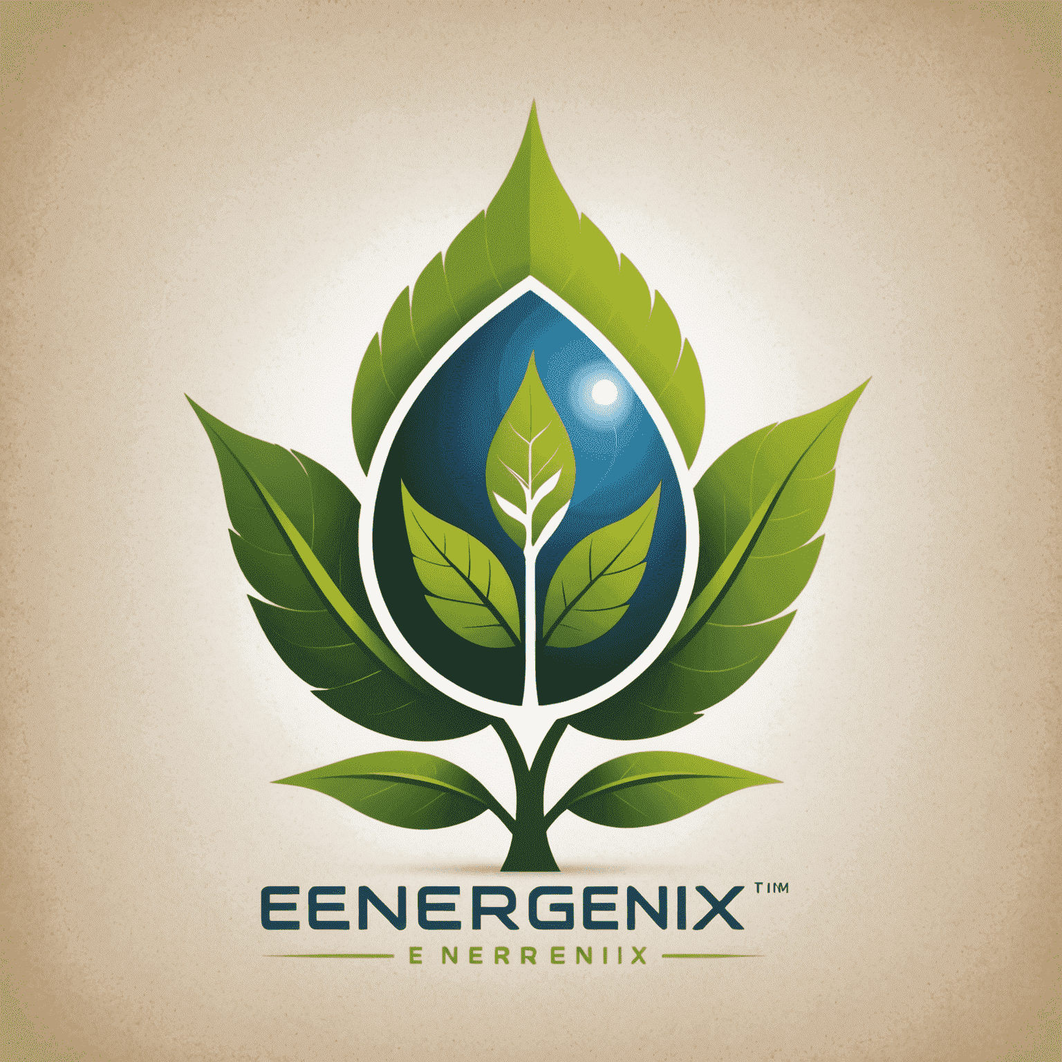 Energenix logo featuring a stylized leaf integrated with a renewable energy symbol and futuristic typography