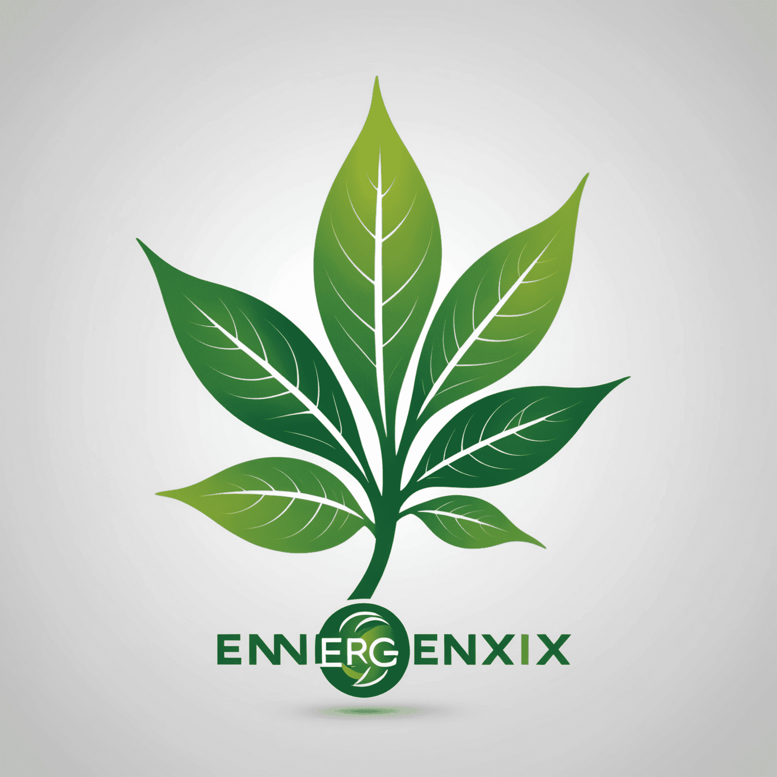 Energenix logo featuring a stylized leaf integrated with a renewable energy symbol and futuristic typography