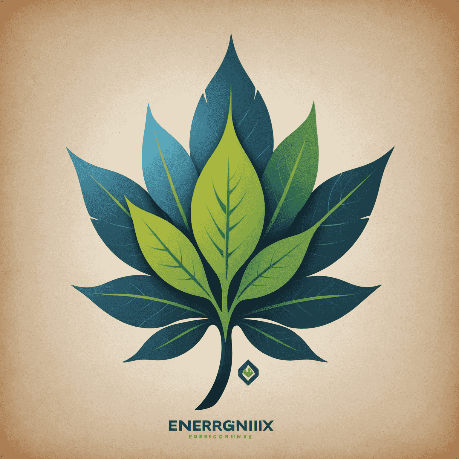 Energenix logo featuring a stylized leaf integrated with a renewable energy symbol and futuristic typography