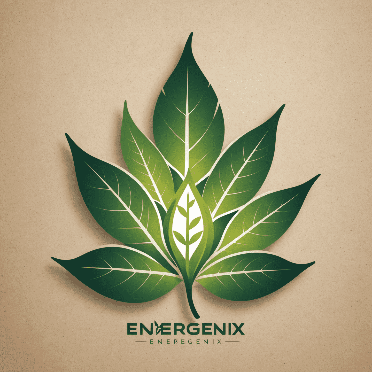 Energenix logo featuring a stylized leaf integrated with a renewable energy symbol and futuristic typography