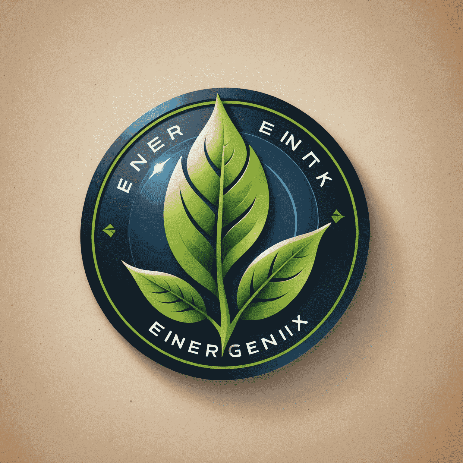 Energenix logo featuring a stylized leaf integrated with a renewable energy symbol and futuristic typography