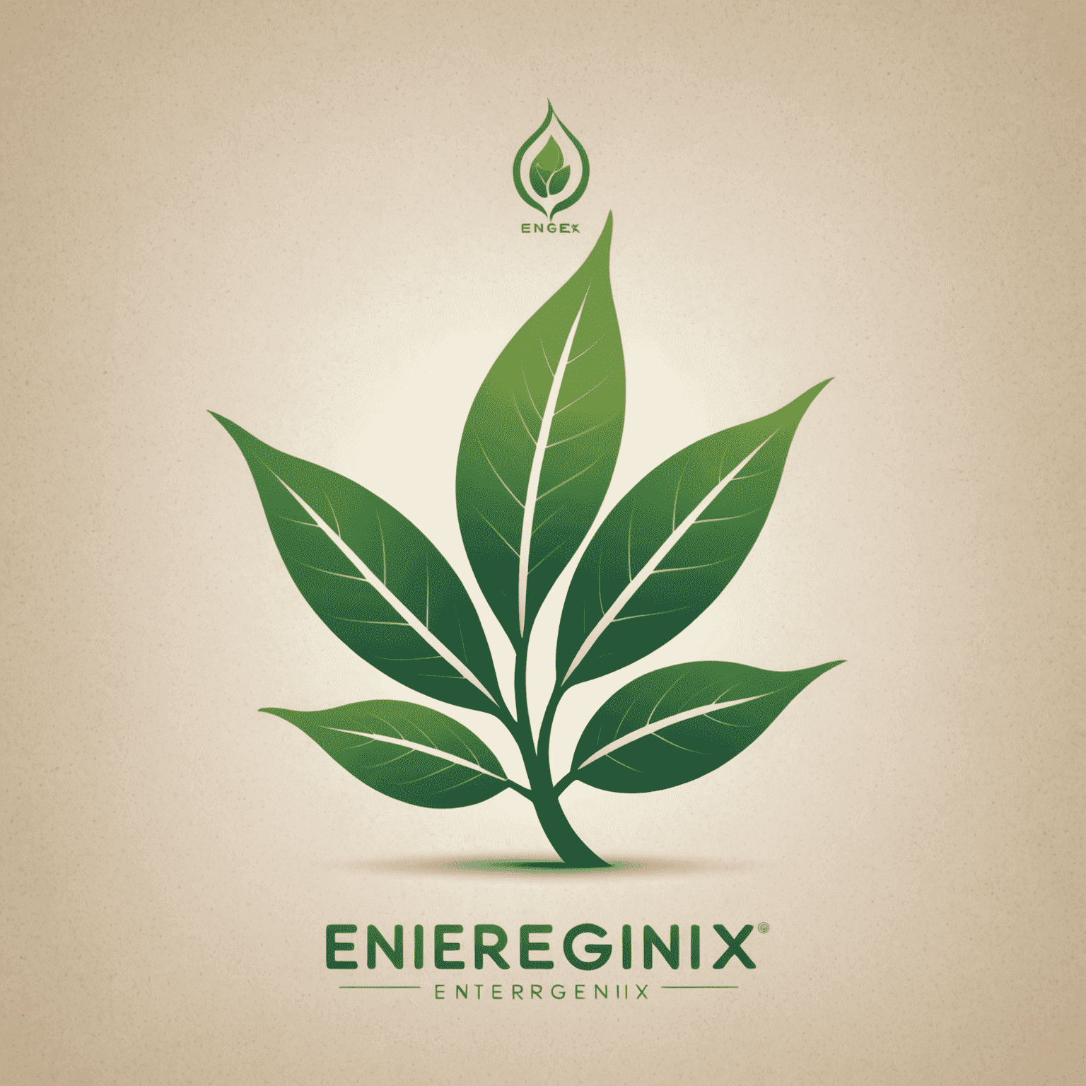 Energenix logo featuring a stylized leaf integrated with a renewable energy symbol and futuristic typography