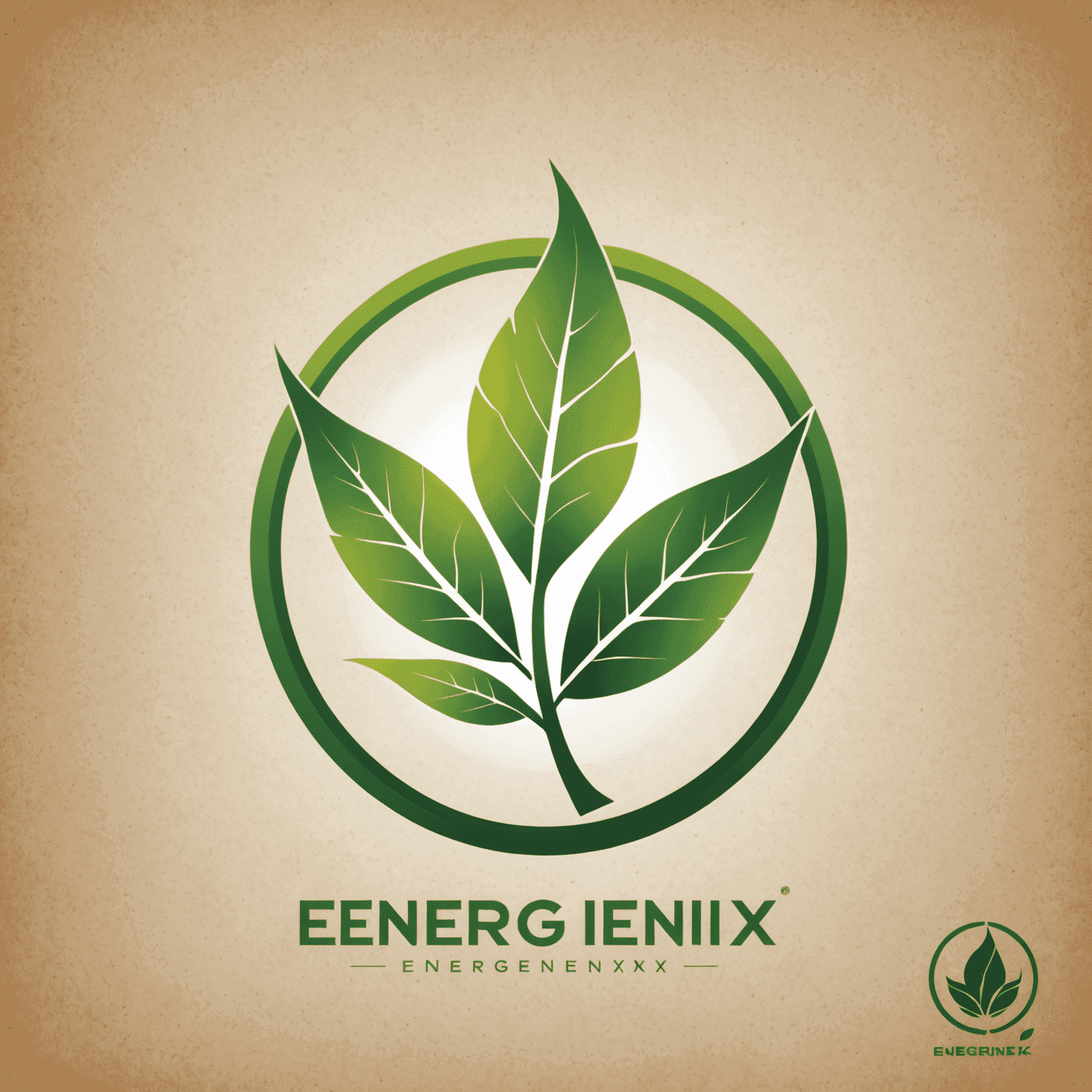 Energenix logo featuring a stylized leaf integrated with a renewable energy symbol and futuristic typography