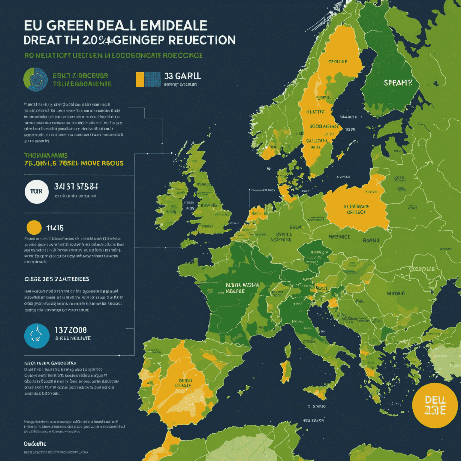 Infographic showing EU Green Deal targets and renewable energy growth projections